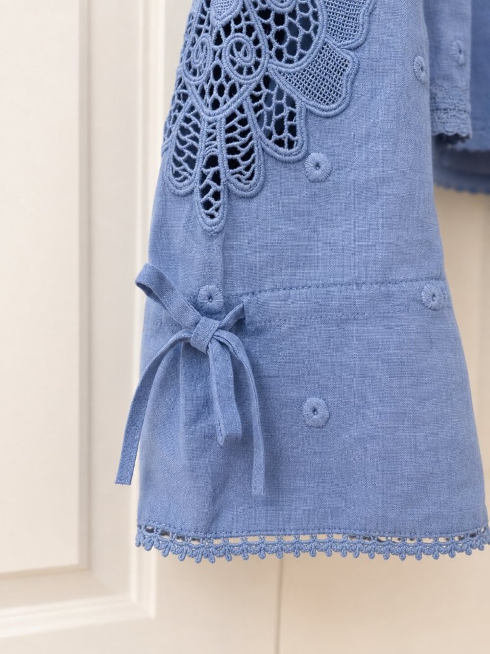 Sezane Akiraly Shirt Blue Carnation Solid Embroidery - Size 2 - Picture 2 of 7